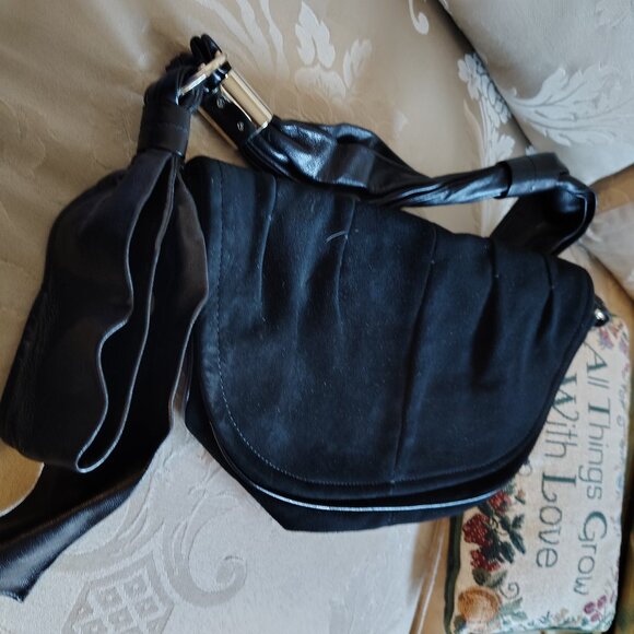 Sergio Rossi handbag Black Leather bag Horse shoe Hobo (SR1110) - Picture 3 of 11